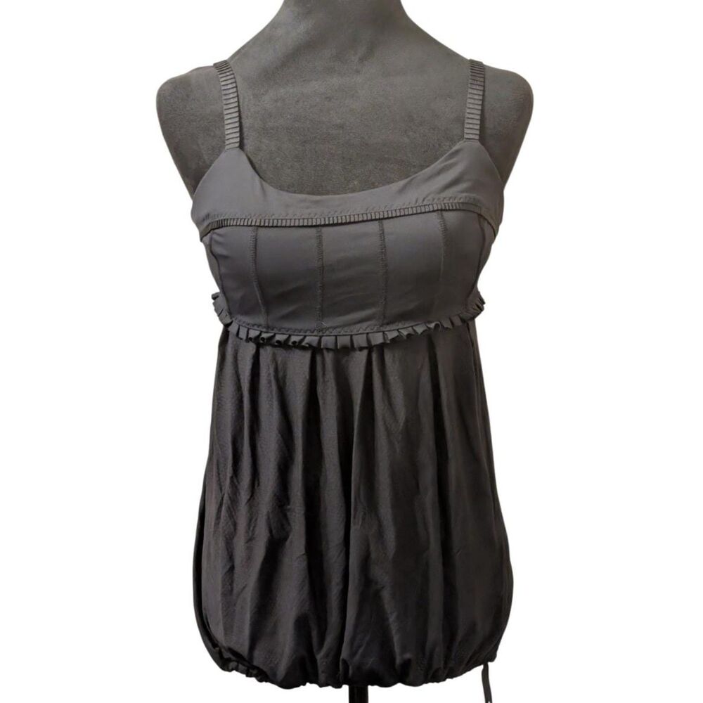 Lululemon Dark Coquette Ruffle Babydoll Bubble Hem Yoga Tank Top Black, Size 6